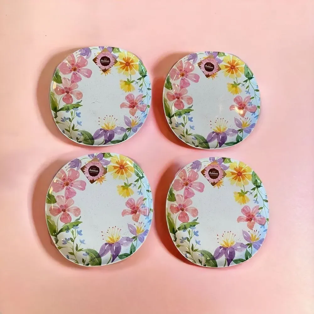 Melamine Indoor Outdoor Summer Collection Dinner Plates flowers Oval New set of